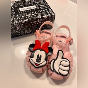 Mini Melissa Aranha Mickey Minnie Mouse Pink Jelly Sandals size 10 toddler girl